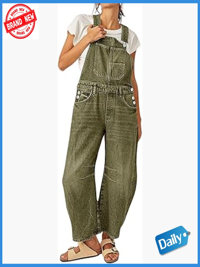 Baggy Denim Bib Overalls Wide Leg Barrel Jeans Y2k Jumpsuit